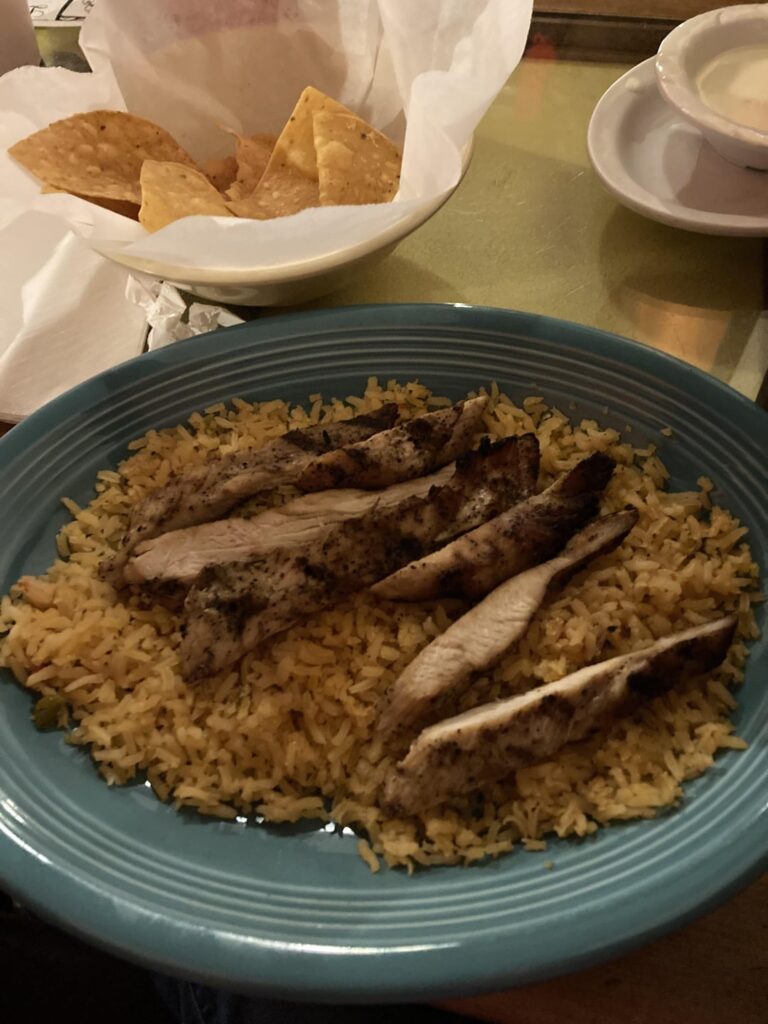 Cals in grilled chicken over a bed of rice???