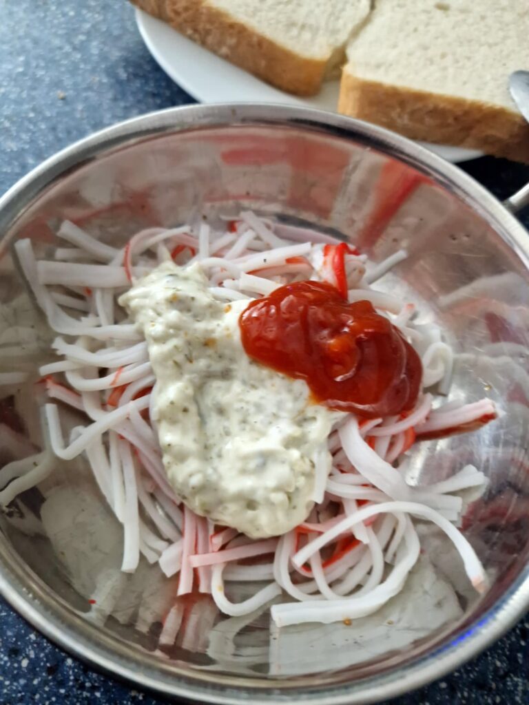 Poor man's 'Prawn' mayo sandwich.