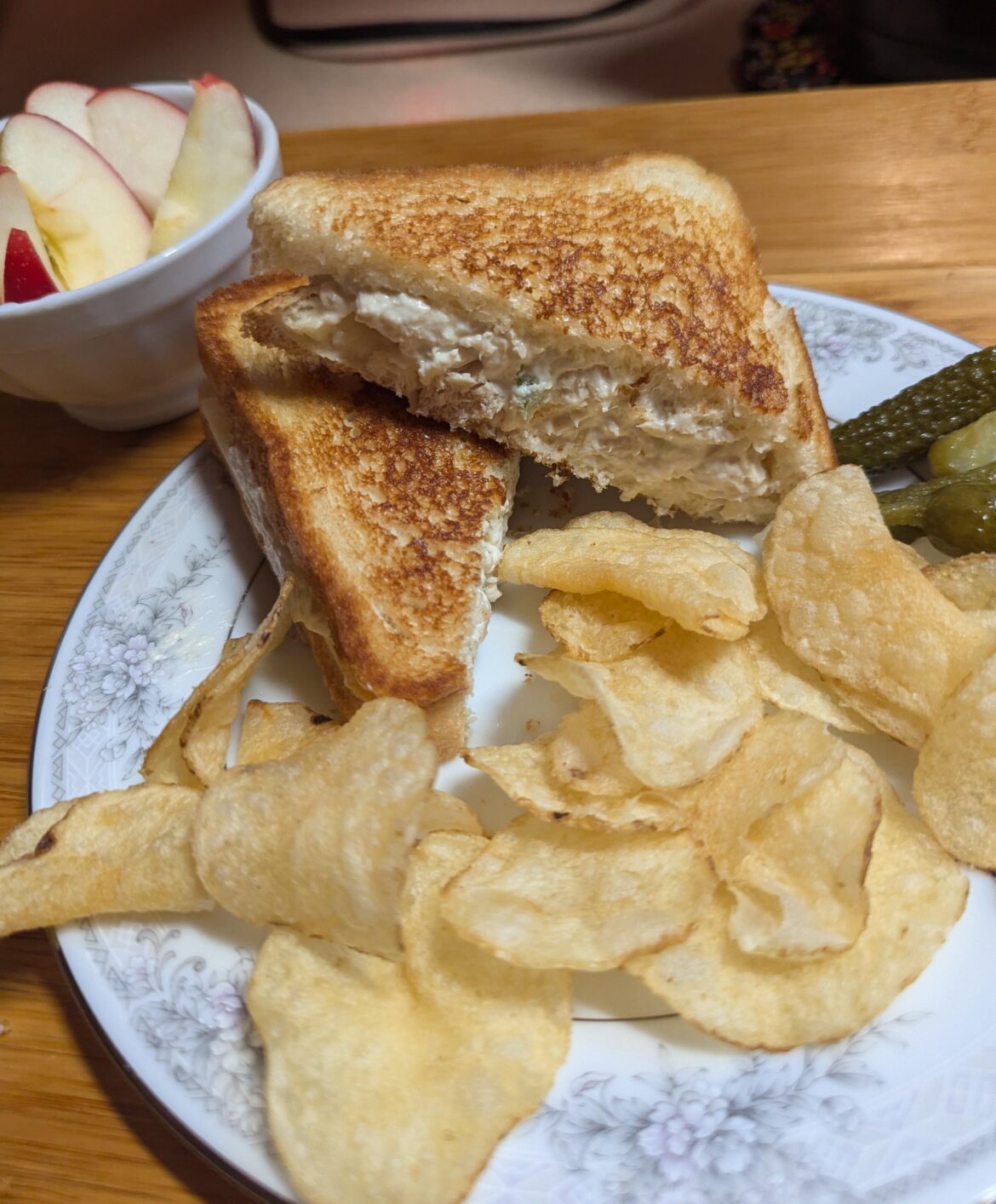 Chicken salad melt with deli white American