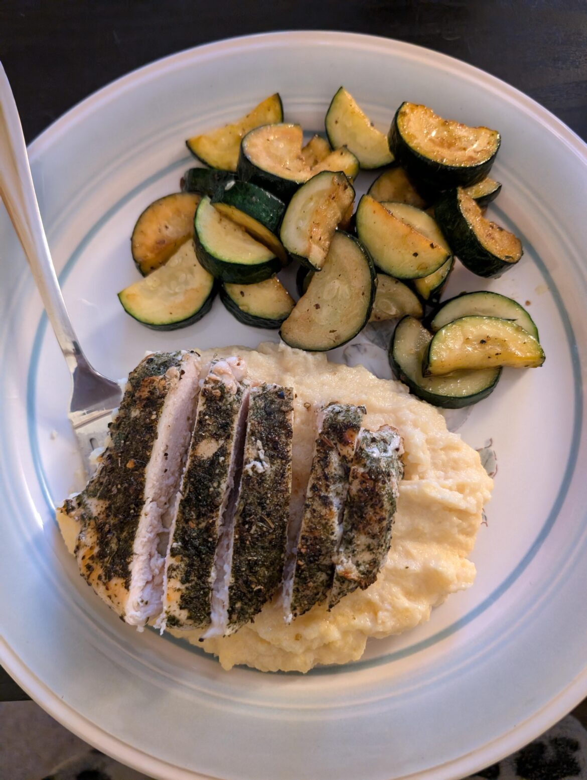 Italian herb chicken and creamy polenta