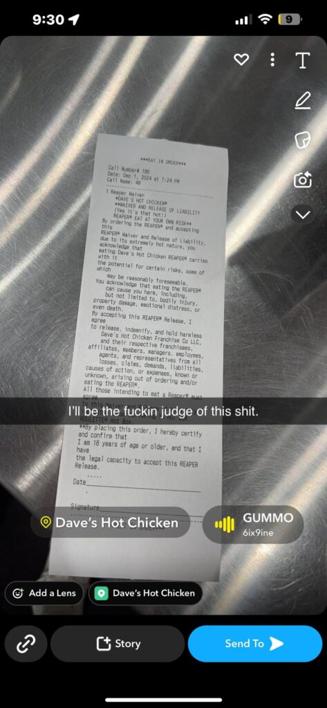 Dave’s Hot Chicken Reaper sandwich🔥🔥