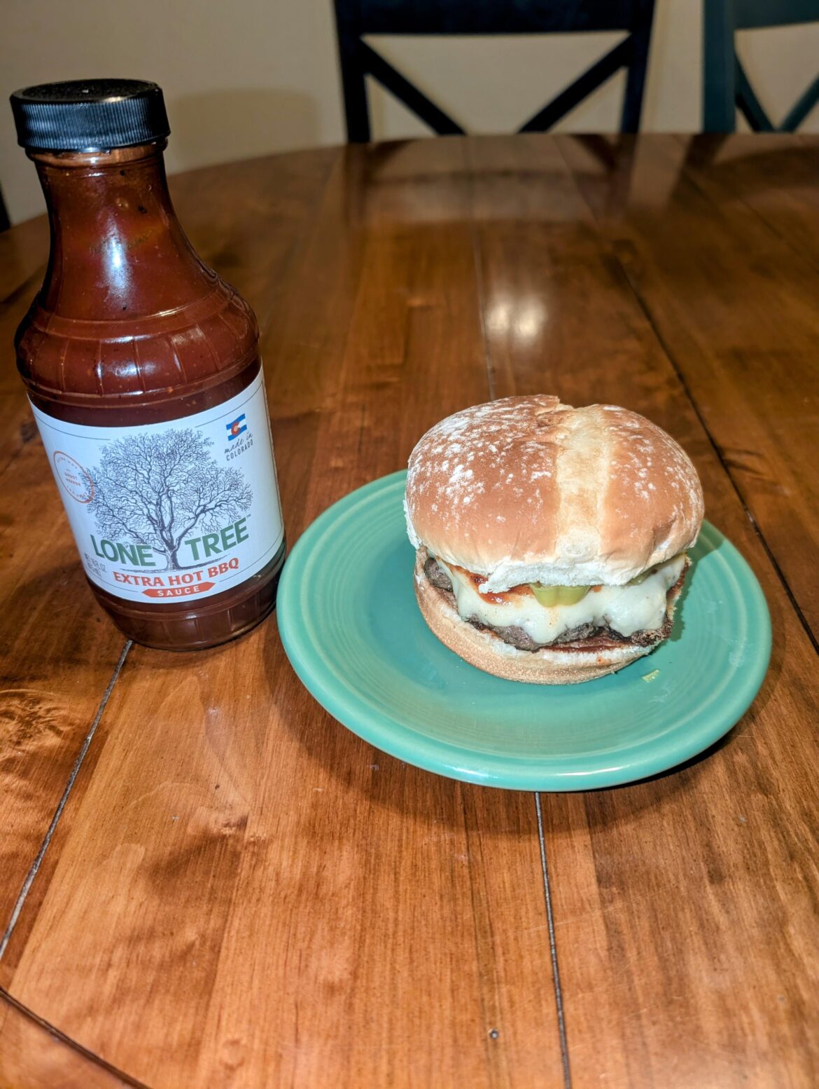 Bison burger with ghost chili BBQ sauce