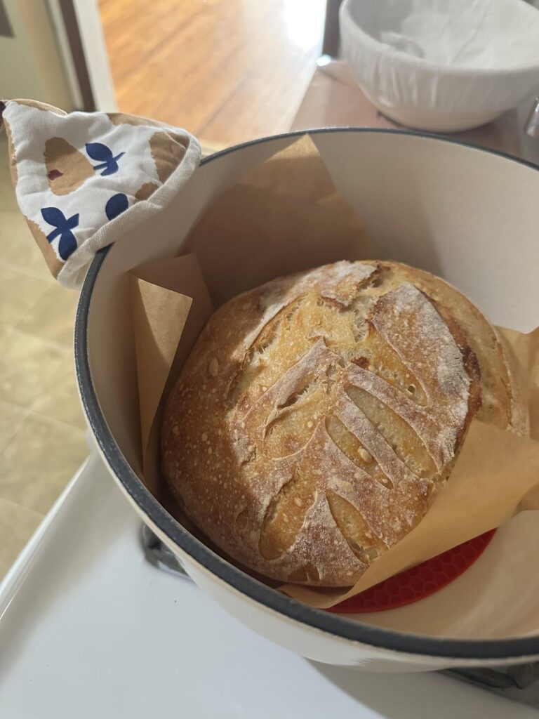 FIRST LOAF! With my first starter from scratch, Luigi Mangi-Dough-ne.