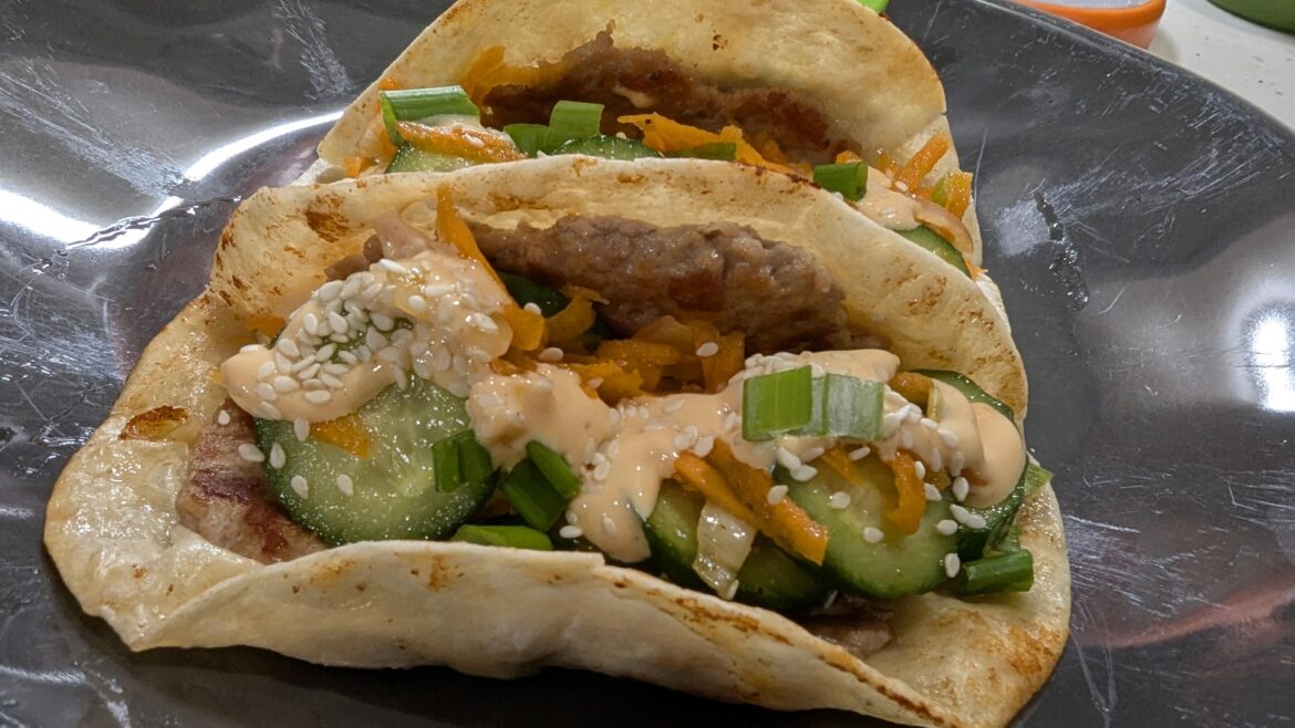 Smashed Pork Gyoza Tacos