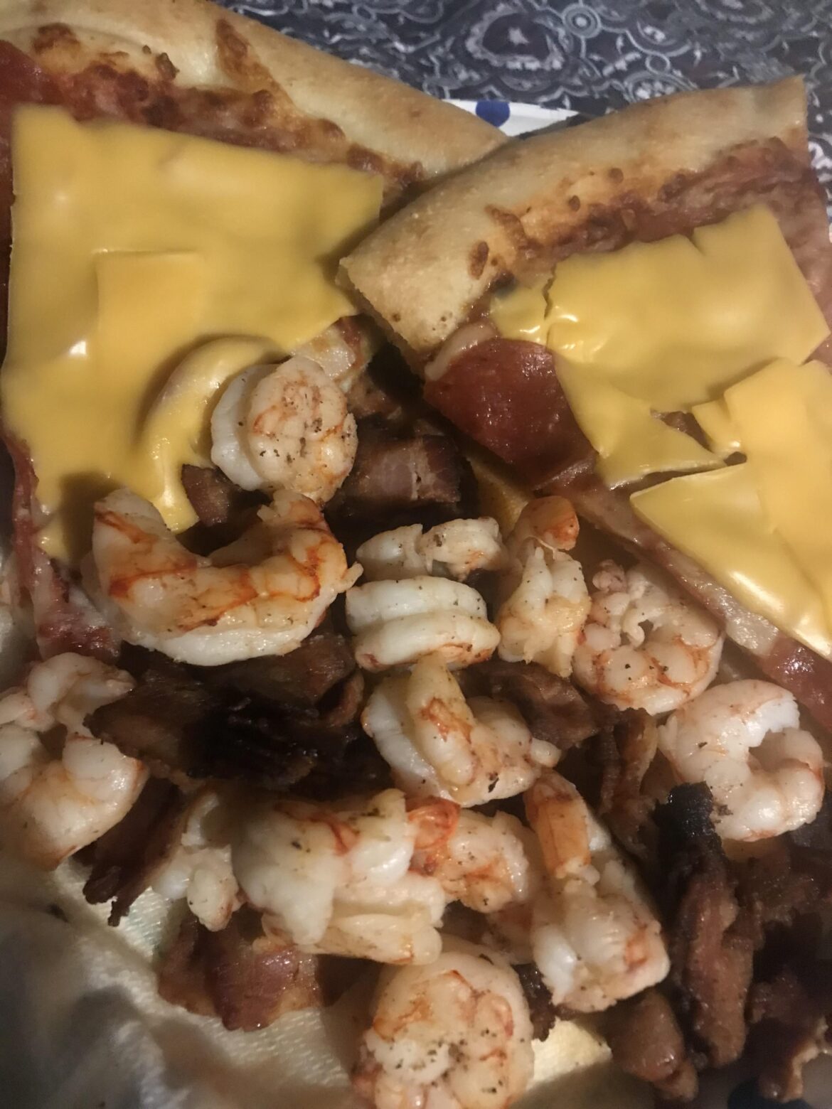 American Cheese Pizza with Shrimp?  🍤 🍕 🧀