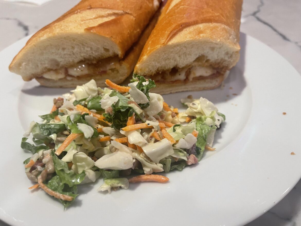 Bacon, manchego, and fig jam on buttery garlic toast.