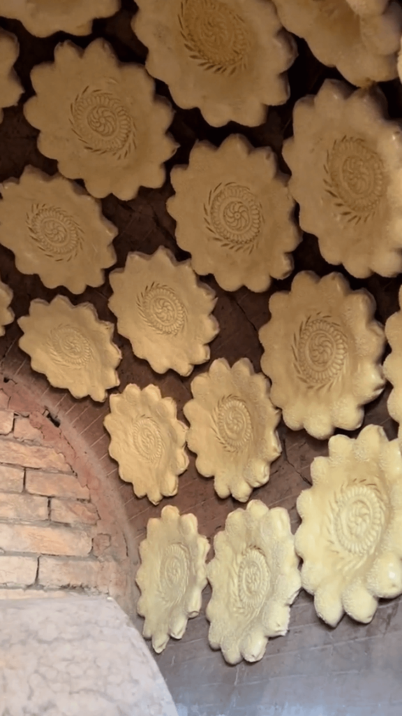Baking flower bread in Uzbekistan
