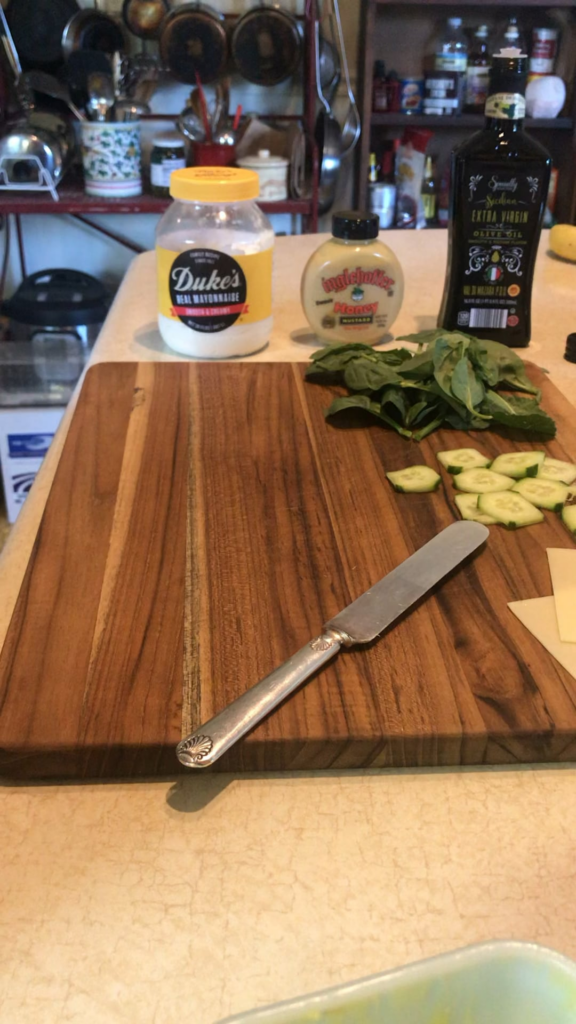 My mom’s boyfriend sends me his daily work sandwich recipes. Here is a new one for you all