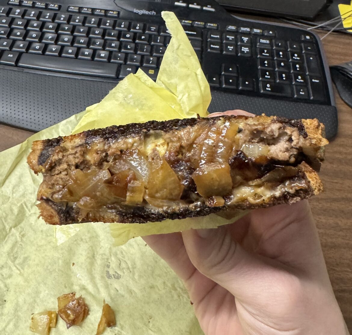 I asked for as many onions as they could fit on this patty melt. The restaurant understood the assignment.