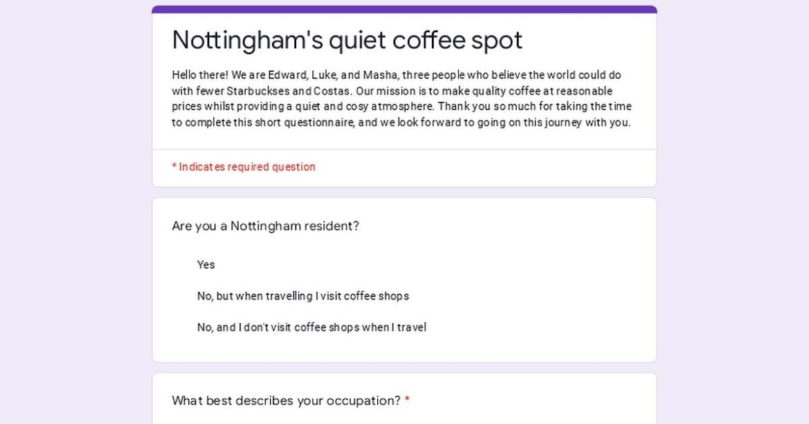 Nottingham coffee shop