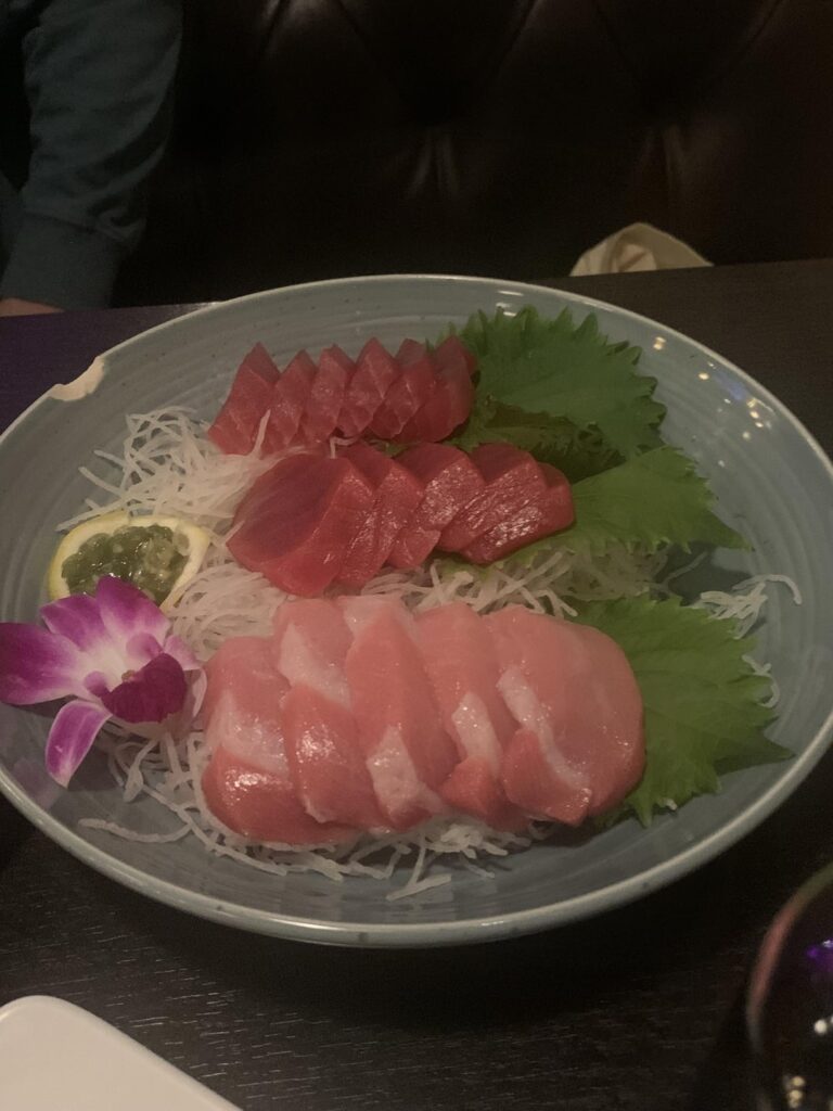 Tuna and green apple wrapped sushi I had for my birthday. Fatty was the best apple was meh.