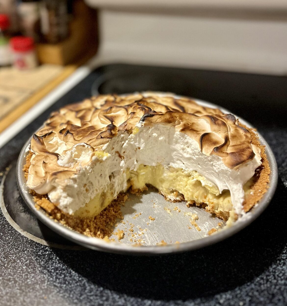 I made banana pudding pie for my husband’s birthday