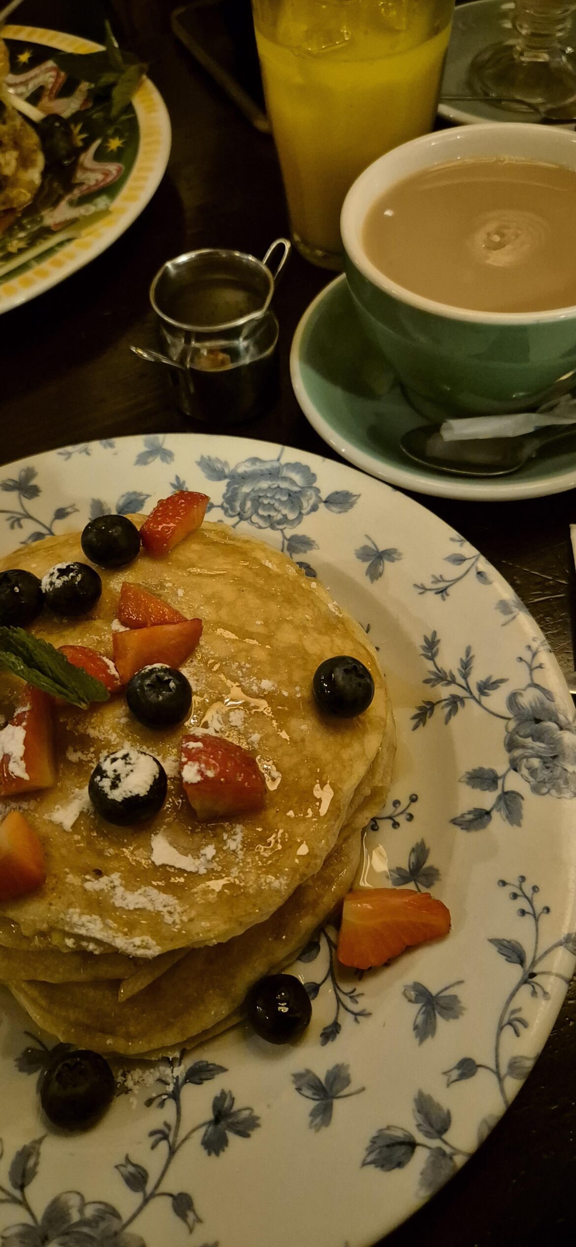 Pancakes for breakfast at Bill's, Norwich.