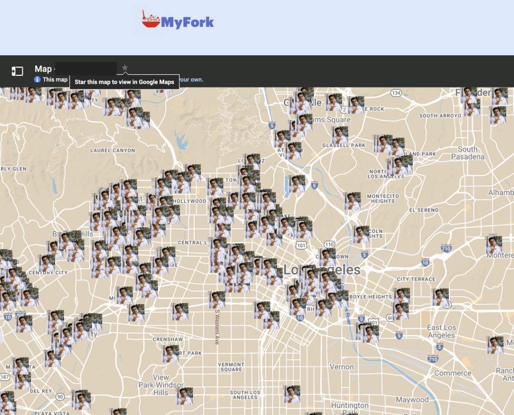 Make your Google maps delicious, this LA food map has some great spots to checkout. Just click the star to add to your Google maps. Enjoy! (www.myfork.co)