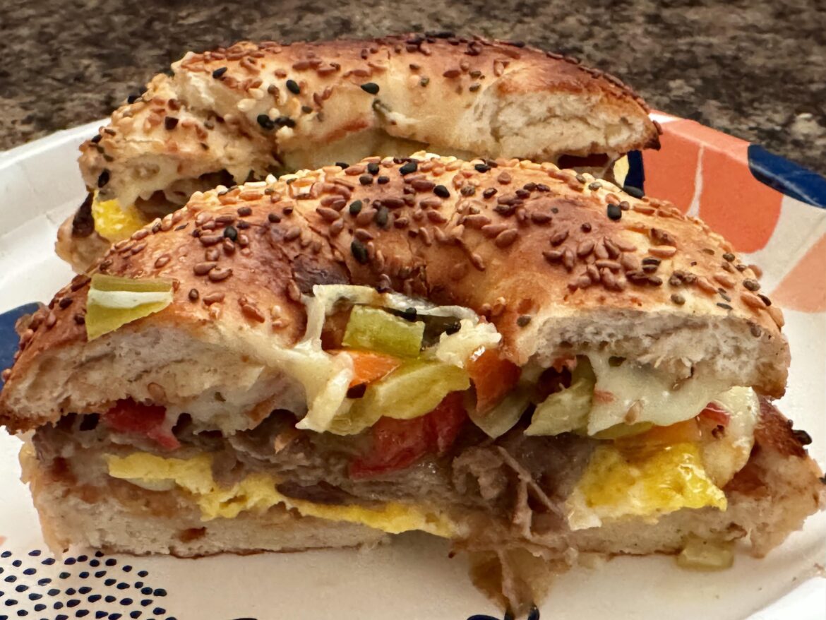 Italian beef breakfast sandwich