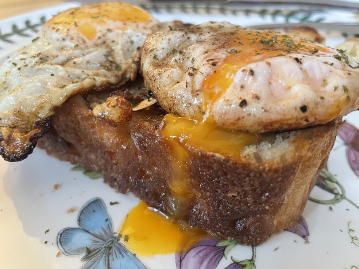 Best shot of my breakfast on top of focaccia