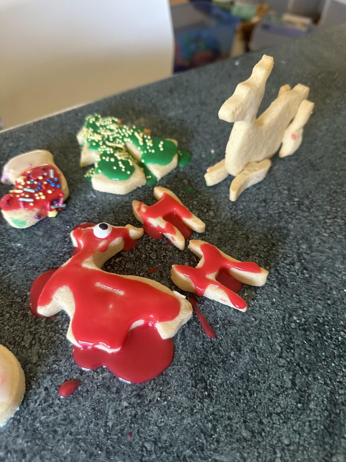 Not sure red was the right choice for reindeer cookies