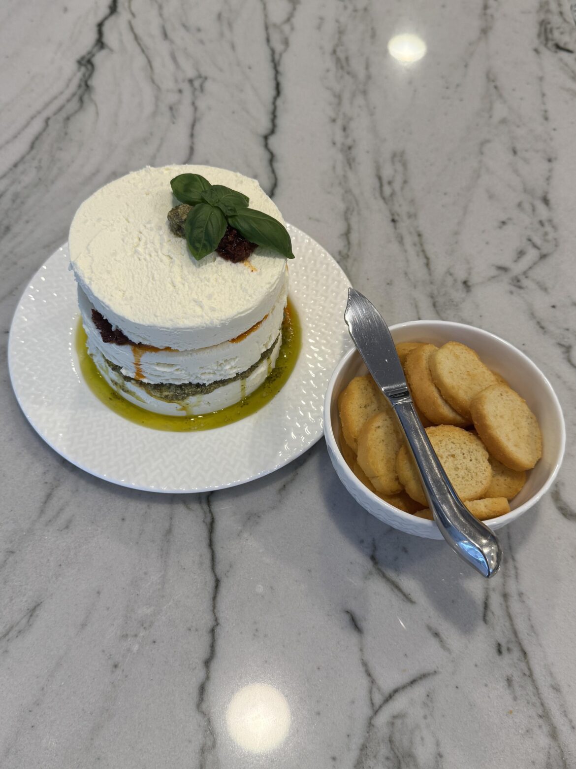 CHEESE, PESTO AND SUN-DRIED TOMATO TORTA