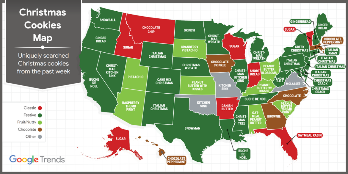 This Map Shows the Most Popular Christmas Cookies in America for 2024