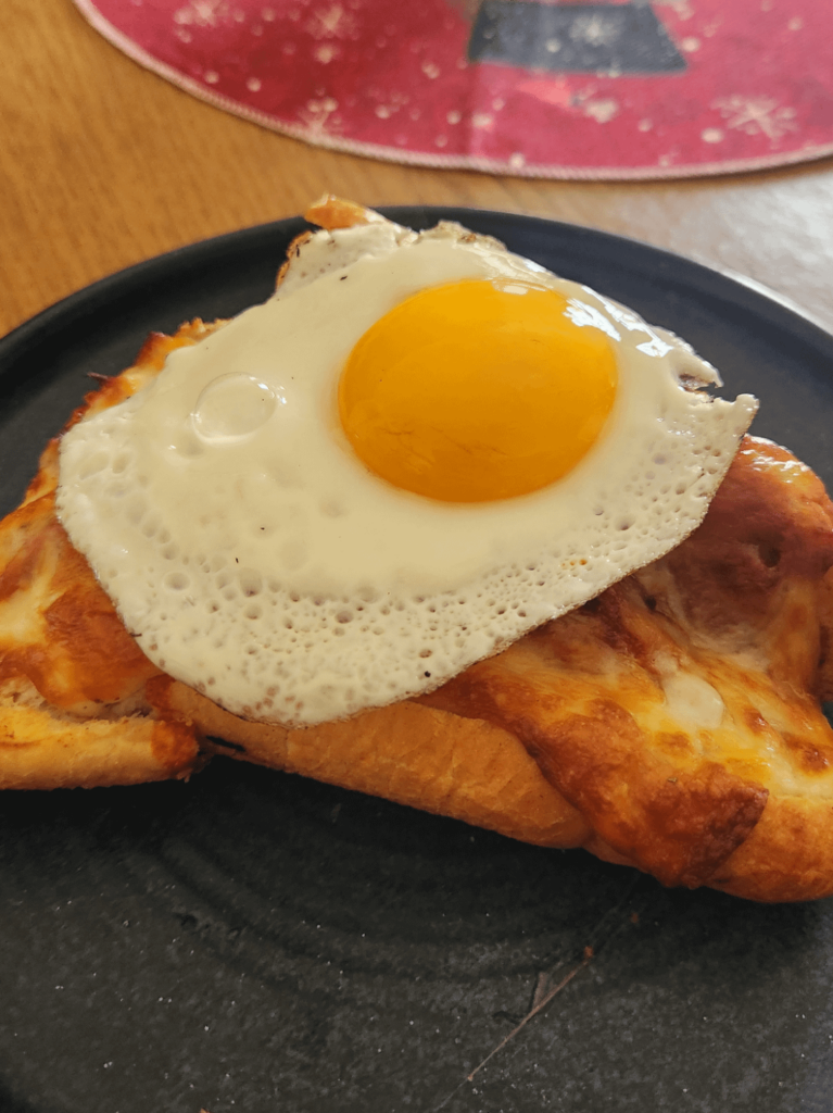 Egg on Leftover chicken parm
