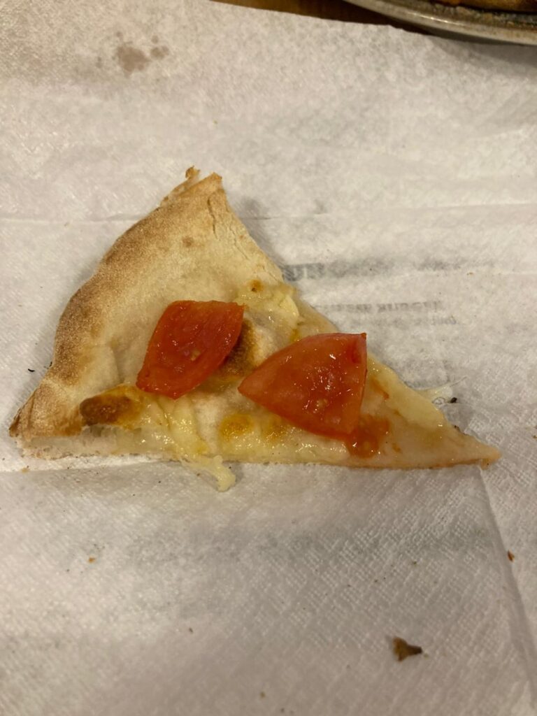 Pizza my daughter got fed on a skiing trip to Italy, i would let that pass in England but I expected more from the motherland.