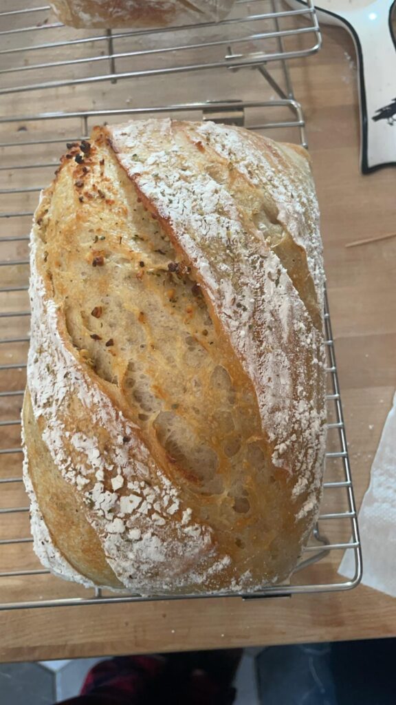 Christmas sourdough garlic bread.