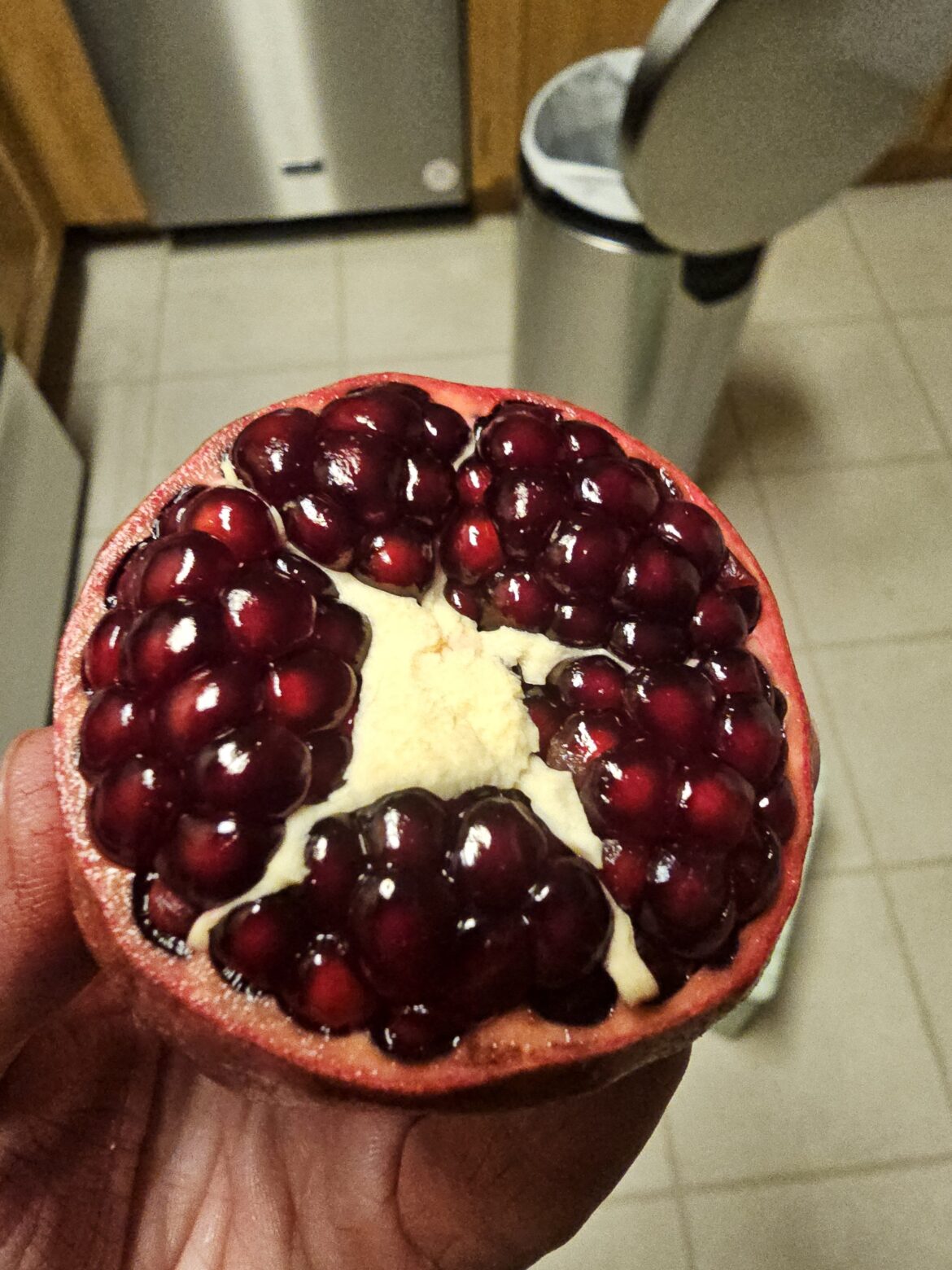 I made jelly for the first time with fresh pomegranates from my tree. Juiced with a cold-press juicer and filtered to remove as much sediment as I could.