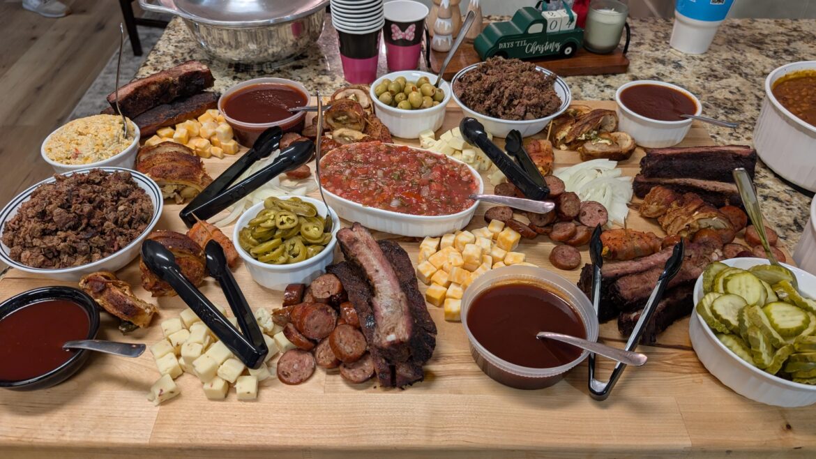 Our friend's holiday bar-b-cuterie board.