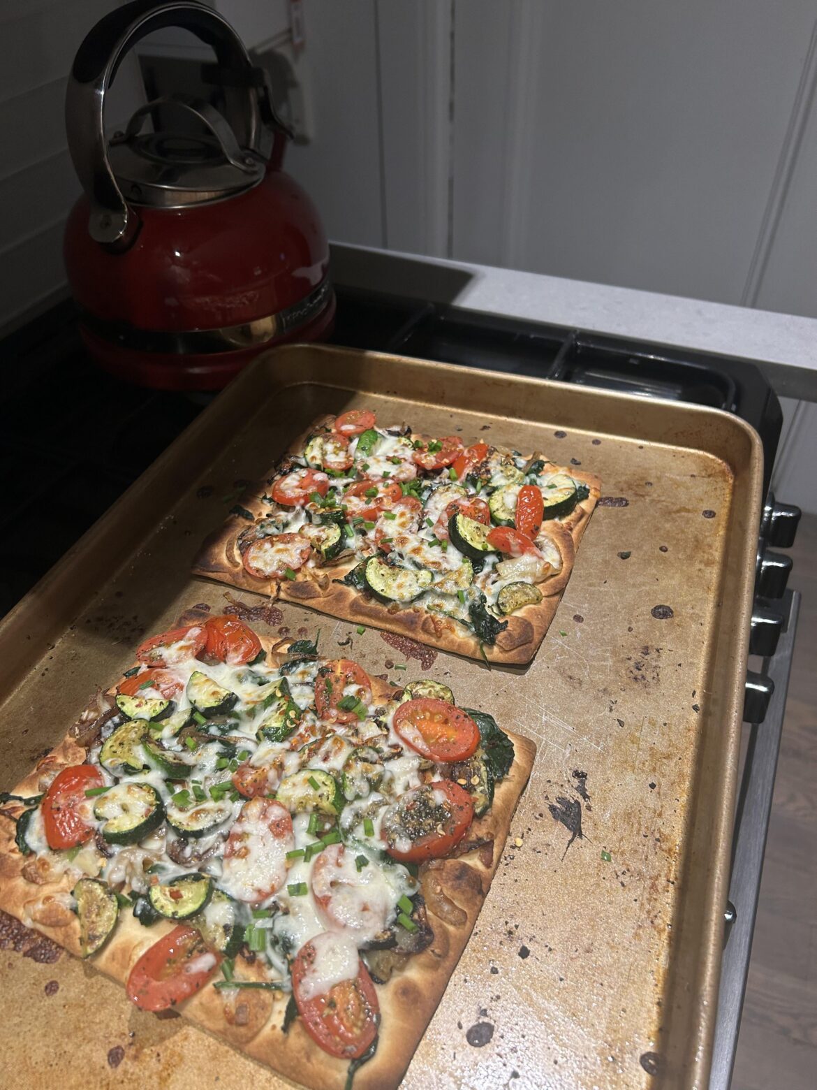 My take on the Roasted Garlic & Zucchini Flatbreads