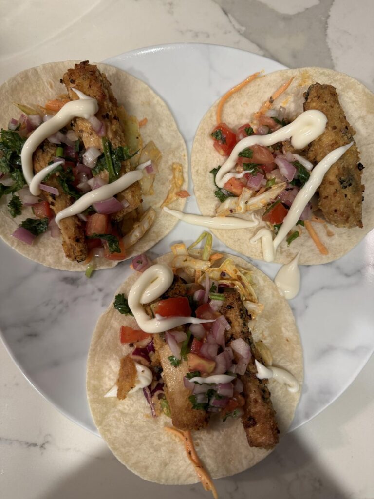 Tofish tacos with slaw
