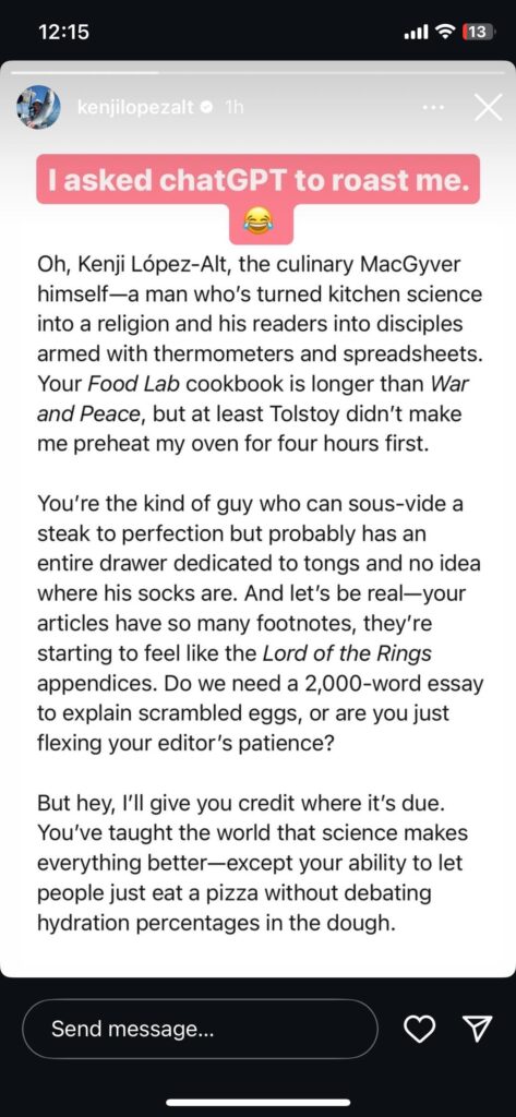 Kenji asked ChatGPT to roast him