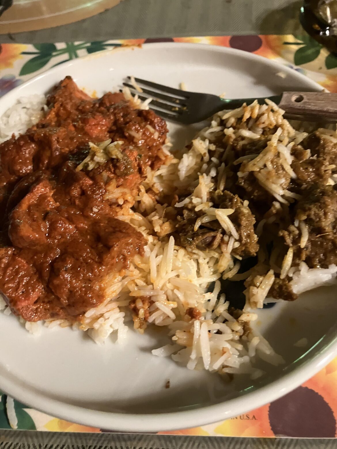Butter chicken and lamb vindaloo