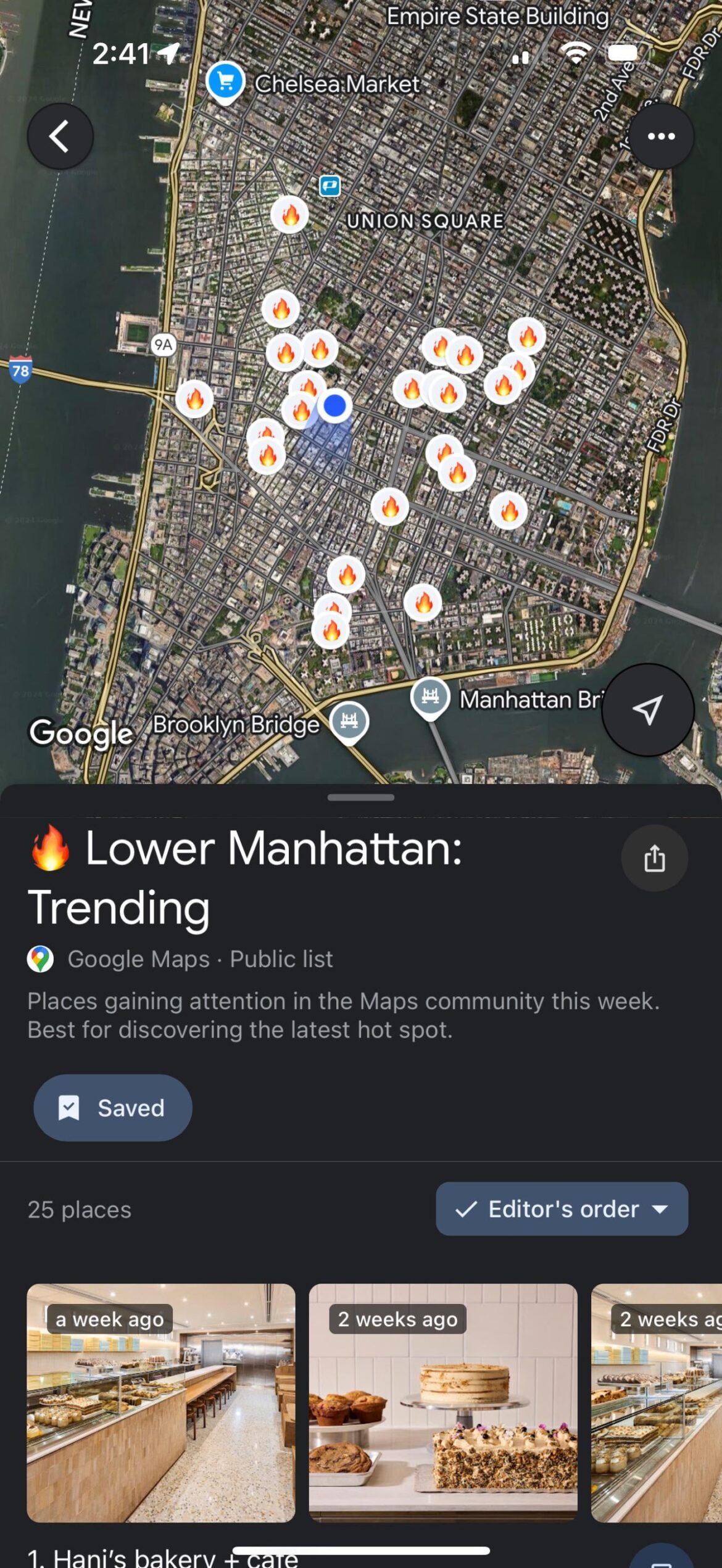 Trending lists on google maps?