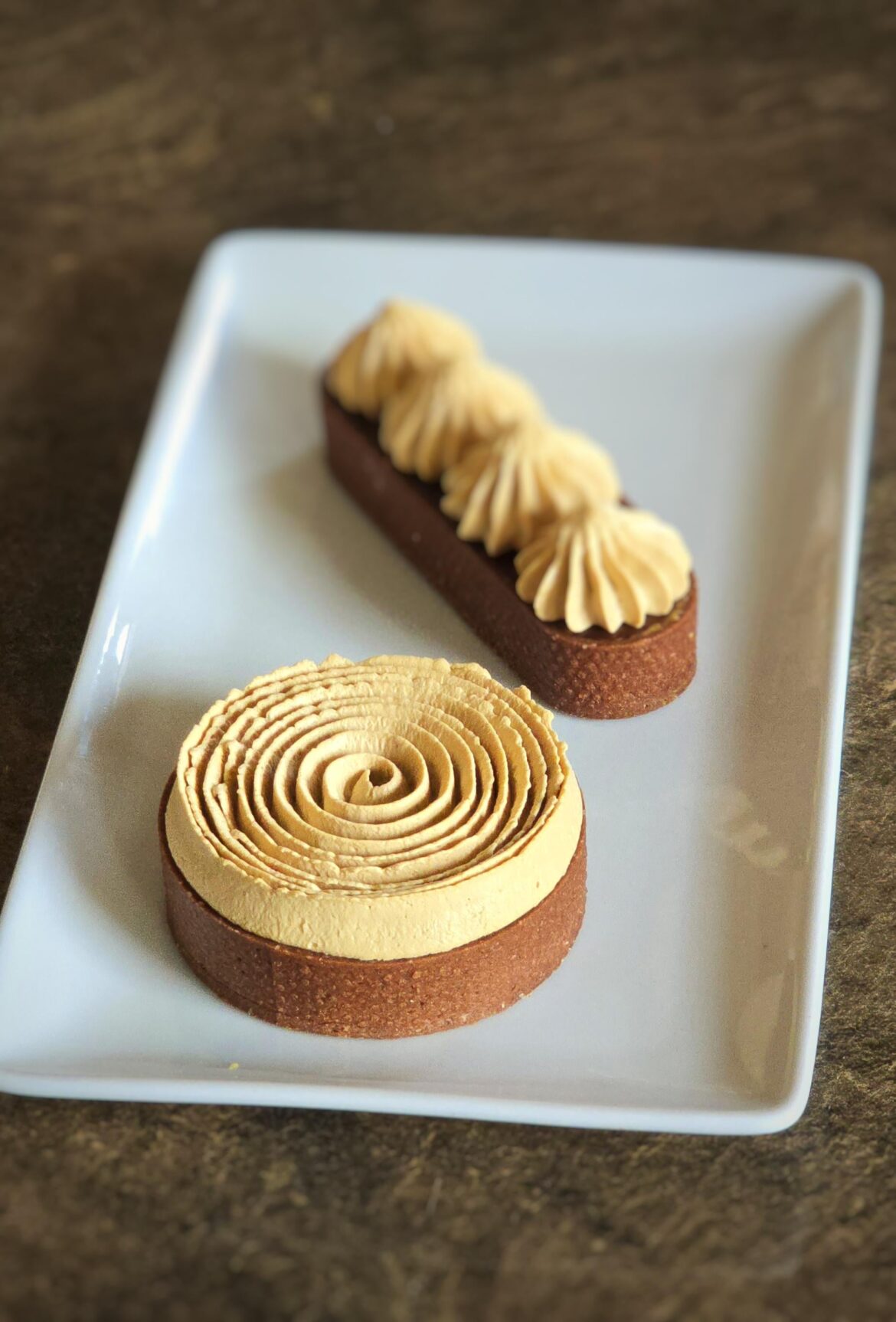 Chocolate hazelnut coffee tart.