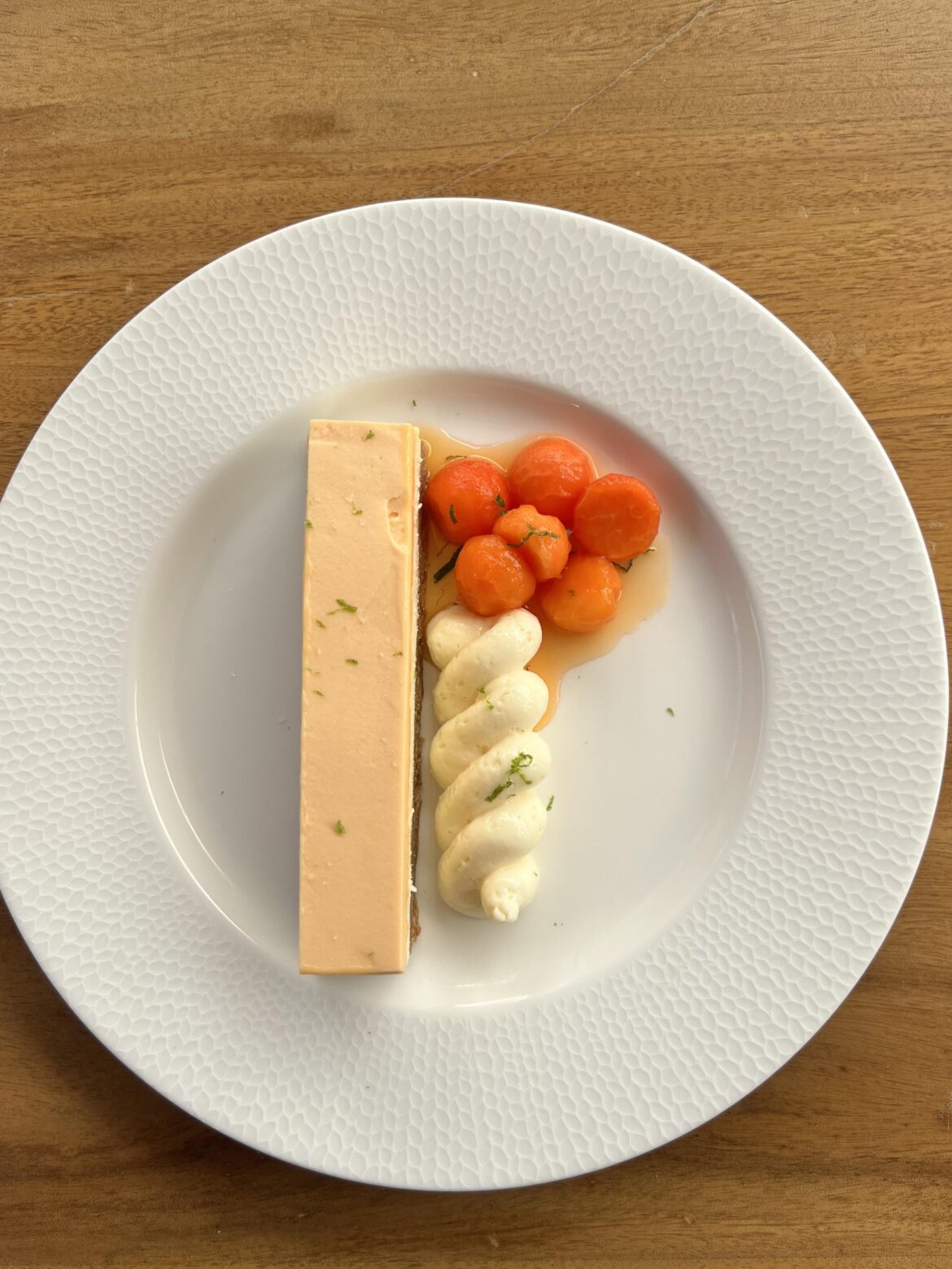 Papaya Cheesecake with Crème Diplomat and Lime