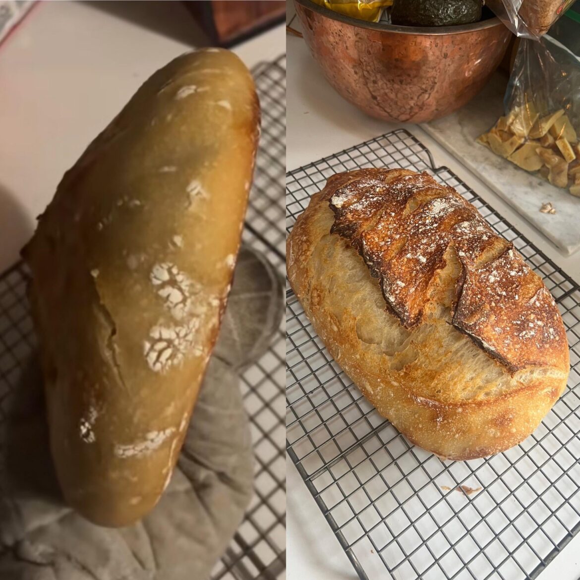 My first loaf vs my fifth