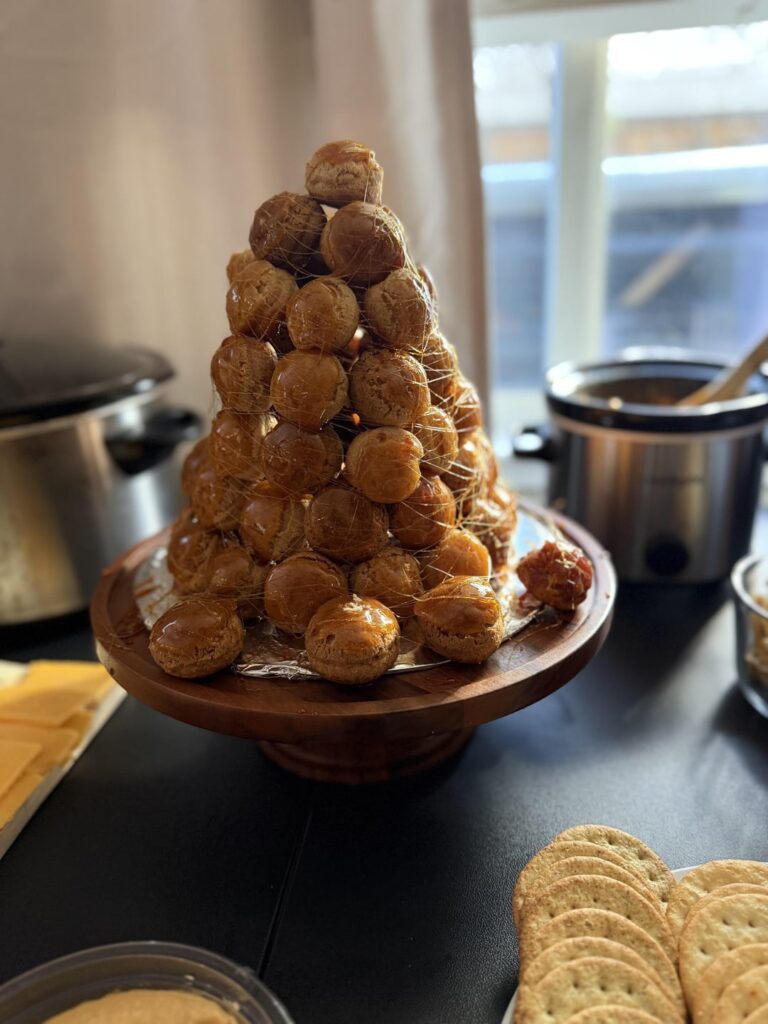 Not so pretty but completed Croquembouche!