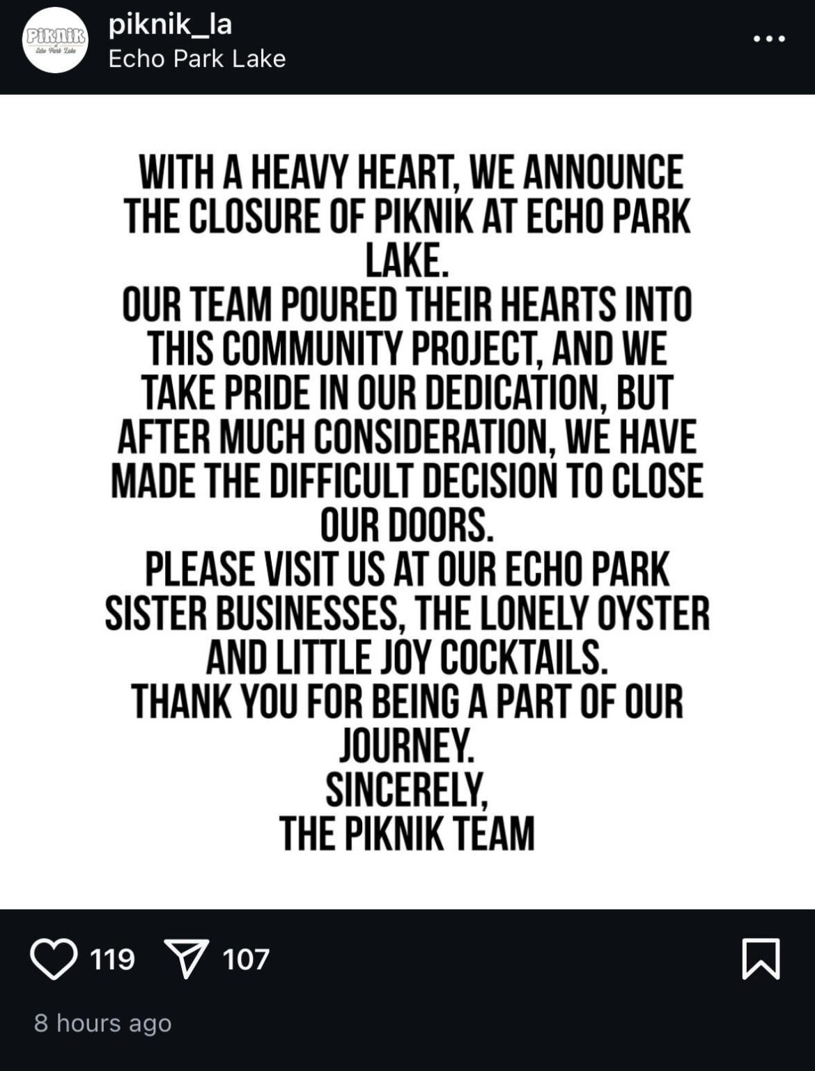 Piknik in Echo Park closing