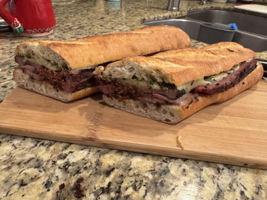 Smoked then seared stuffed picanha samich