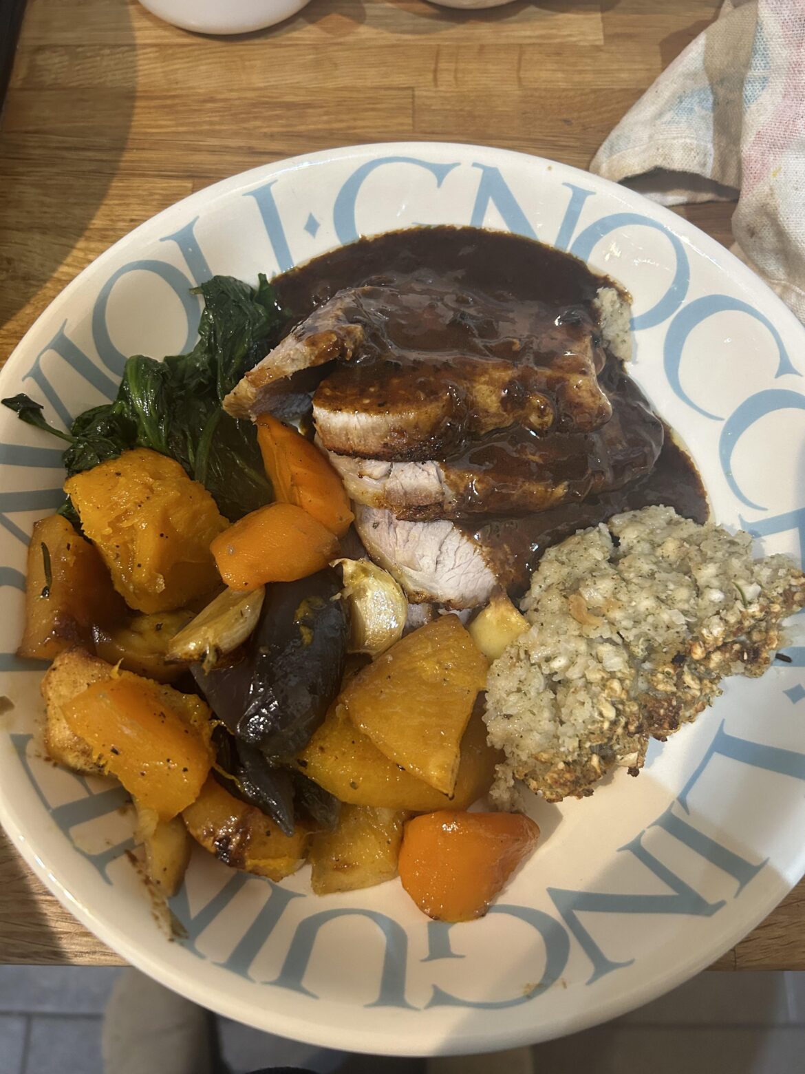 Roast pork dinner