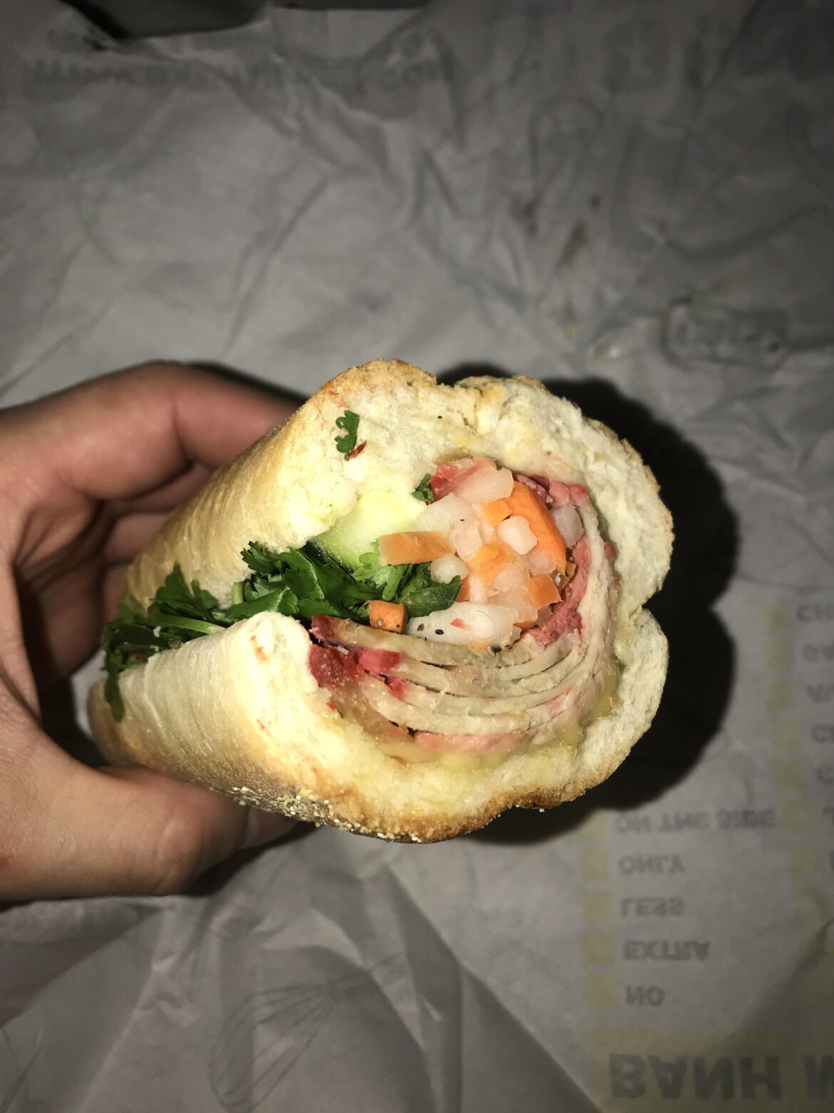 Char siu pork banh mi I had for lunch today. Delicious!