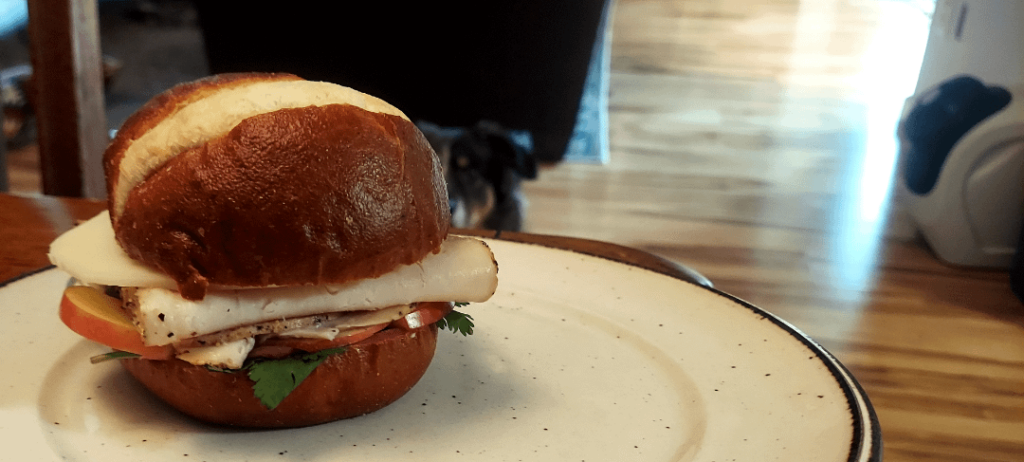 Turkey provolone with cilantro and apple