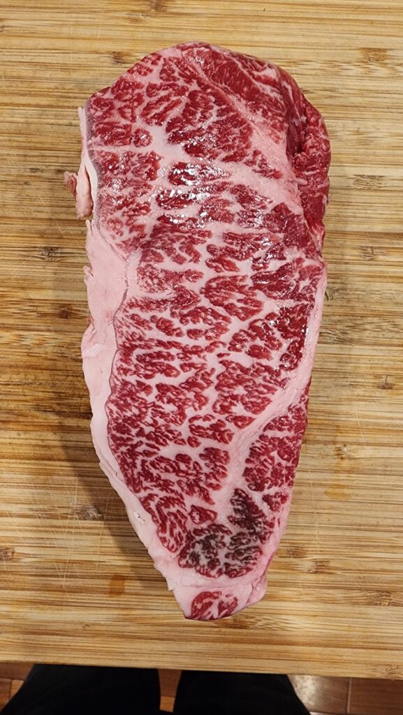 American wagyu reserve NY, 135 for 2 hours followed by avacado oil sear.