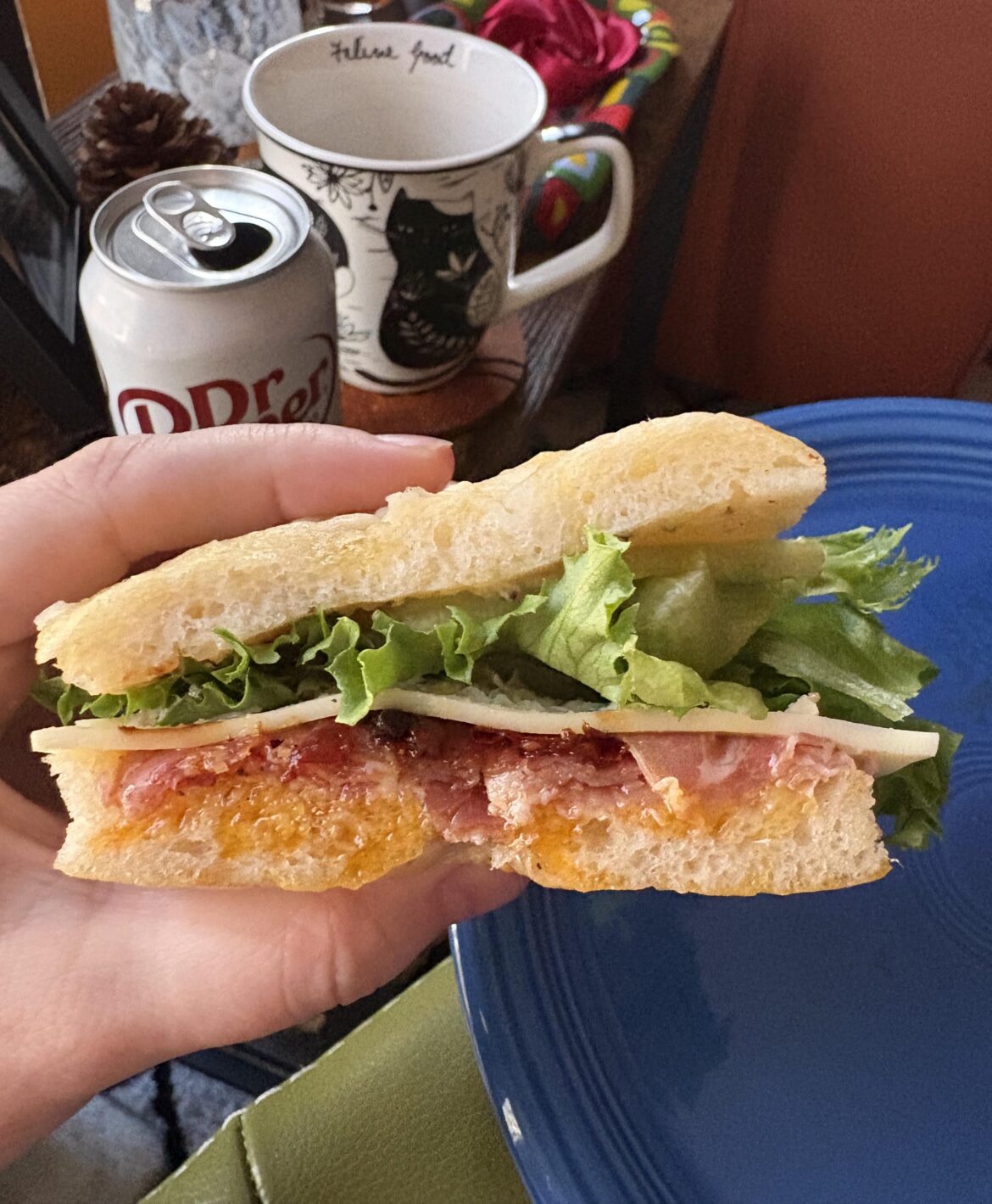 i recreated my favorite sandwich at home. focaccia, house dressing, roasted tomatoes, prosciutto, provolone, and greens. i recreated my favorite sandwich at home. focaccia, house dressing, roasted tomatoes, prosciutto, provolone, and greens.