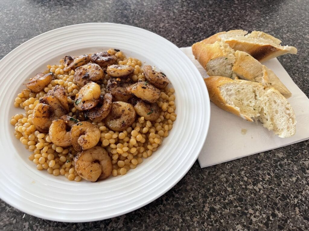 Garlicky Shrimp Couscous Bowls…simple, easy and so yummy!! Review Below ⬇️