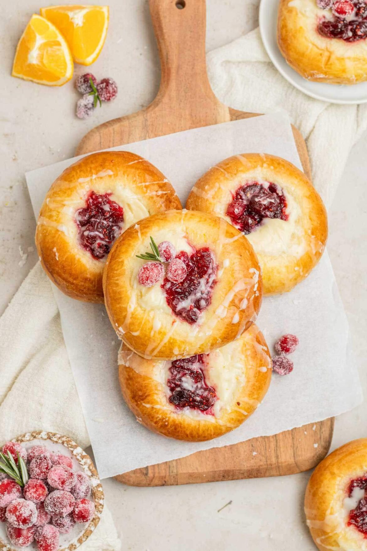My latest brioche buns: orange cranberry cheesecake