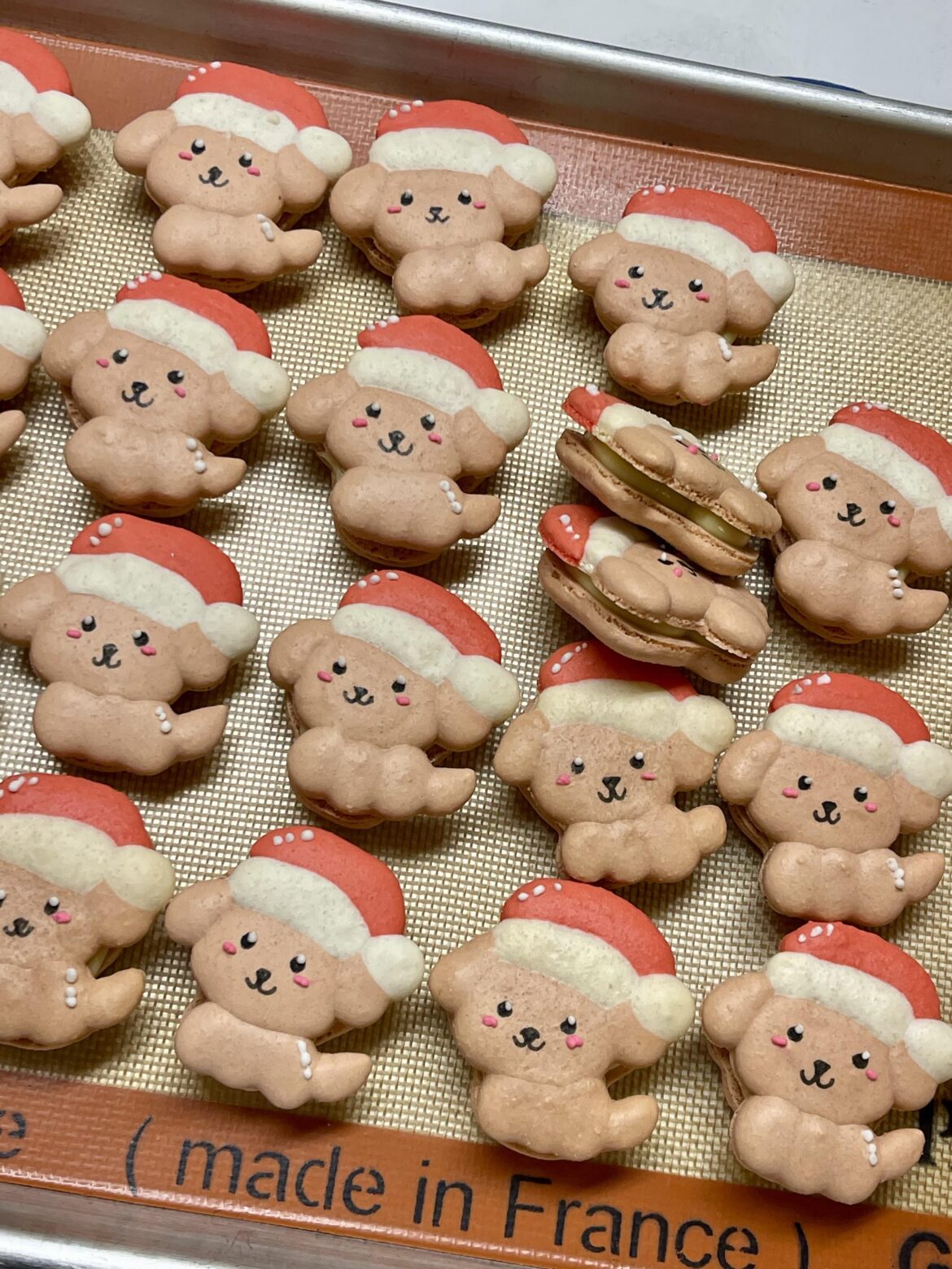 Puppy Macarons filled with Orange Ganache