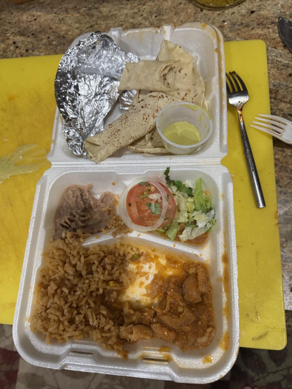 Plato de chicarrón. Suave pork skin from a gas station. $10 Don’t ask.