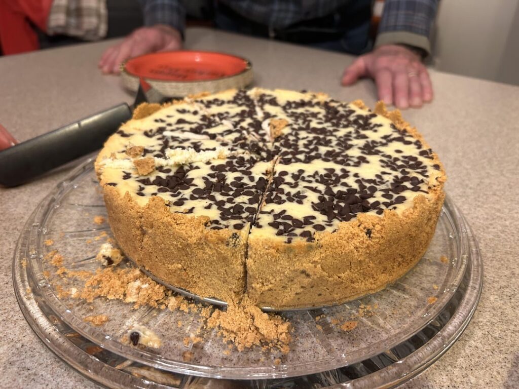My mom’s Chocolate Chip Cheesecake!