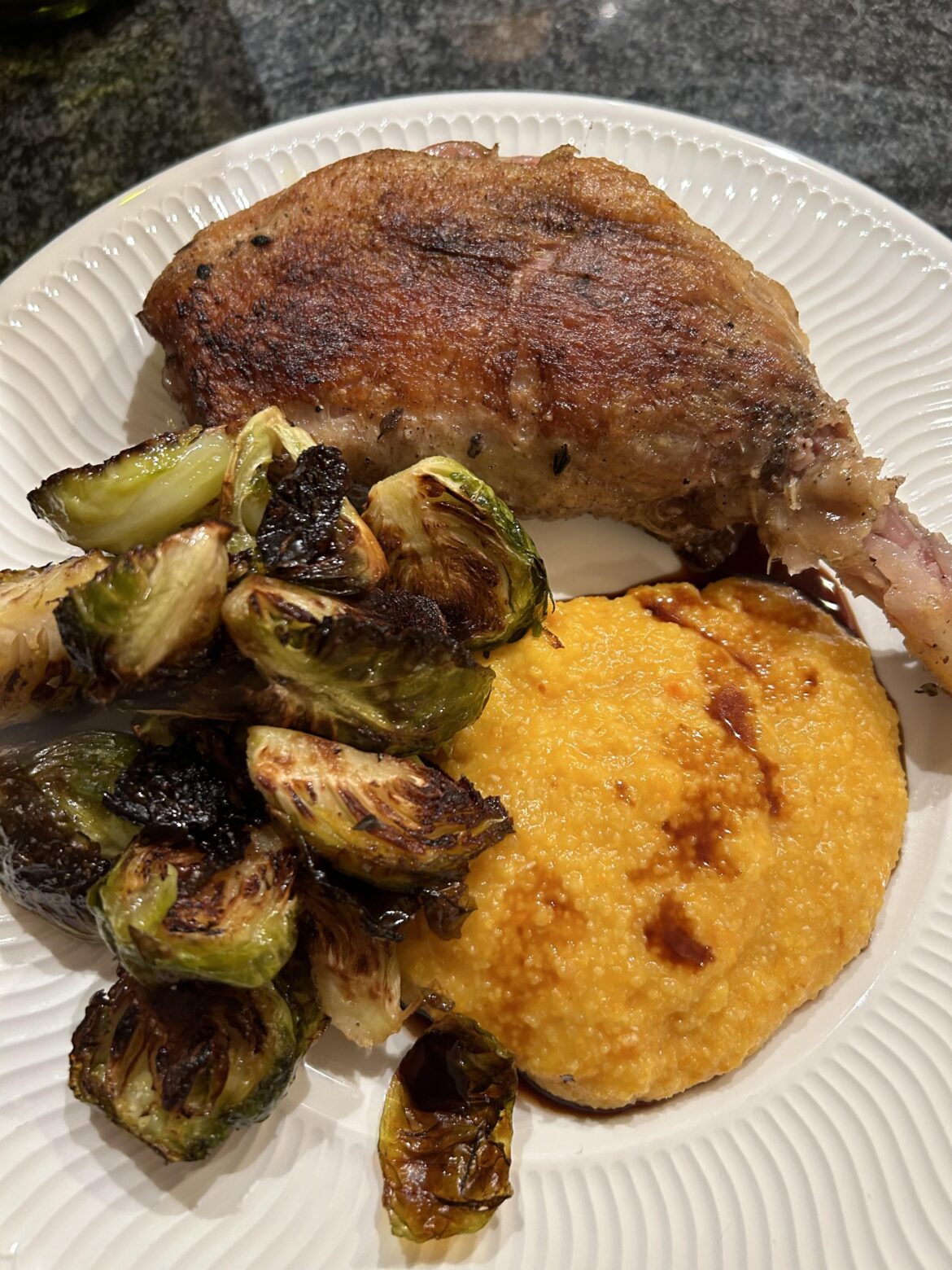 Duck legs 22 hours @ 155F with fresh rosemary and thyme